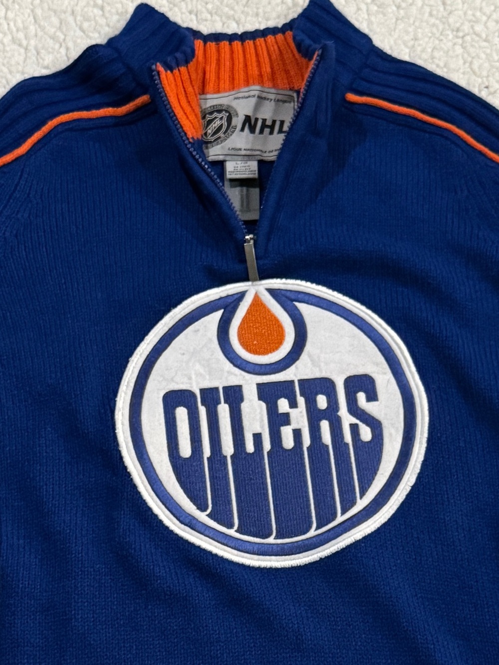 Edmonton Oilers Quarter Zip Sweater - Men’s Large